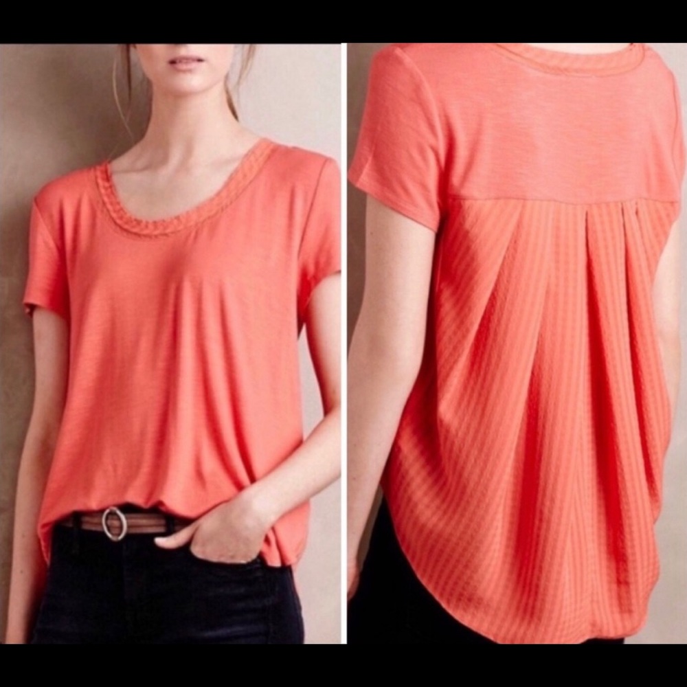 Anthropologie | Hi Low Orange Blouse